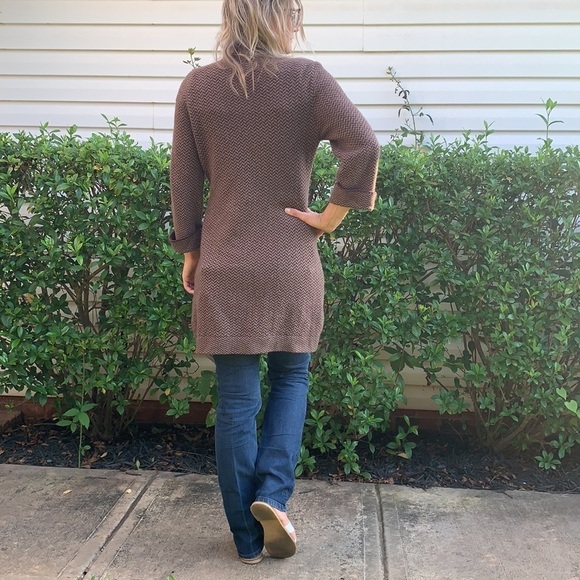 Soft Surroundings Cardigan Brown Herringbone Sz S - Picture 7 of 13